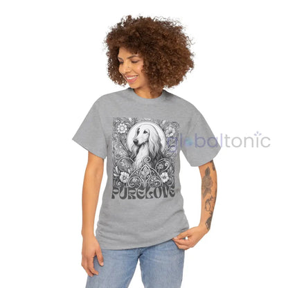 Afghan Vintage Unisex Cotton Tee for Dog Lovers (Black & White) T-Shirt