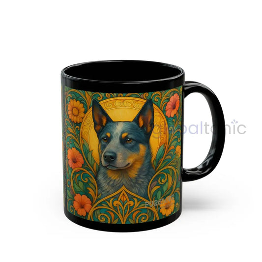 Australian Blue Heeler Cattle Dog Lover Black Mug – Vintage Pet Themed Cup for Gifts & Home Decor 11oz Mug