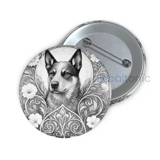 Australian Blue Heeler Dog Pin Button (Black & White) - Vintage Design Gift for Dog Lovers 2.25’’ Accessories