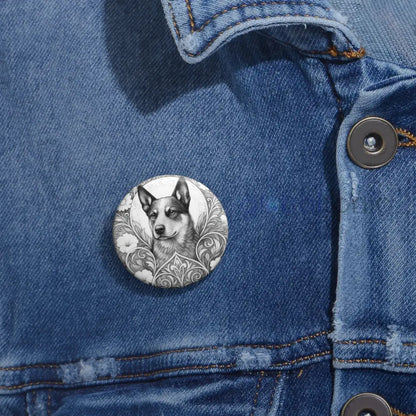 Australian Blue Heeler Dog Pin Button (Black & White) - Vintage Design Gift for Dog Lovers Accessories