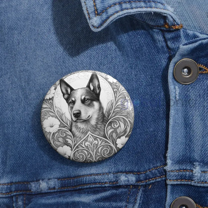 Australian Blue Heeler Dog Pin Button (Black & White) - Vintage Design Gift for Dog Lovers Accessories