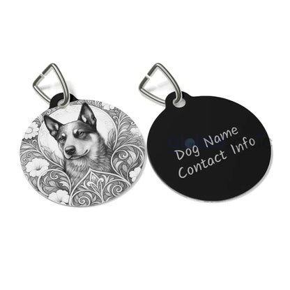 Australian Blue Heeler Dog Tag (Black & White) - Vintage Design Gift for Dog Lovers & Pet Owners 1’’ Pets