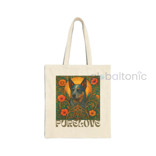 Australian Blue Heeler Vintage Dog-Lovers Cotton Canvas Tote Bag - Unique Artistic Durable Natural / 15’’ x 16’’ Bags