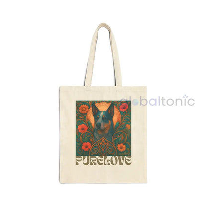 Australian Blue Heeler Vintage Dog-Lovers Cotton Canvas Tote Bag - Unique Artistic Durable Natural / 15’’ x 16’’ Bags