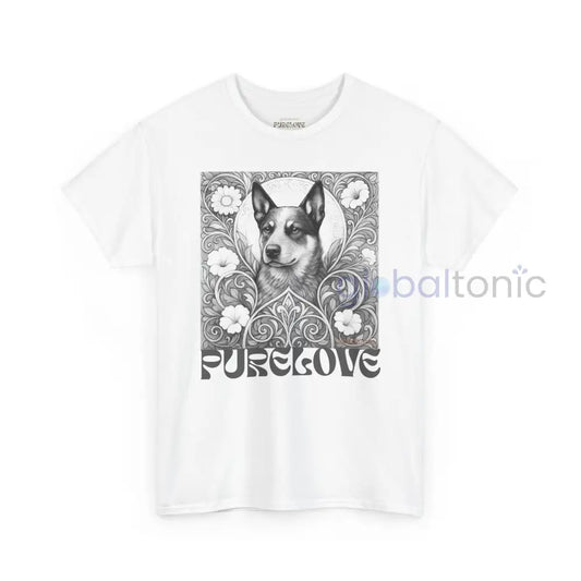 Australian Blue Heeler Vintage Unisex Cotton Tee for Dog Lovers (Black & White) White / S T-Shirt