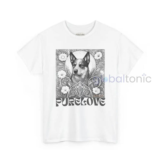 Australian Blue Heeler Vintage Unisex Cotton Tee for Dog Lovers (Black & White) White / S T-Shirt