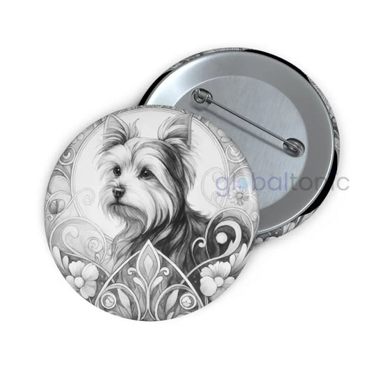 Australian Terrier Dog Pin Button (Black and White) - Vintage Design Gift for Dog Lovers 2.25’’ Accessories