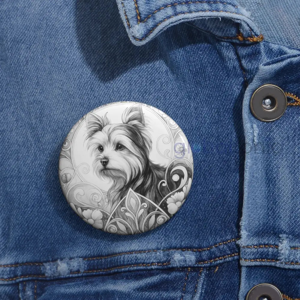 Australian Terrier Dog Pin Button (Black and White) - Vintage Design Gift for Dog Lovers Accessories