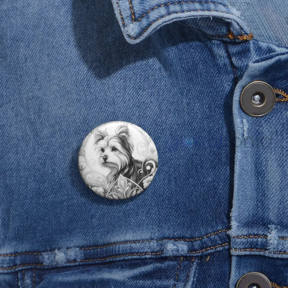 Australian Terrier Dog Pin Button (Black and White) - Vintage Design Gift for Dog Lovers Accessories