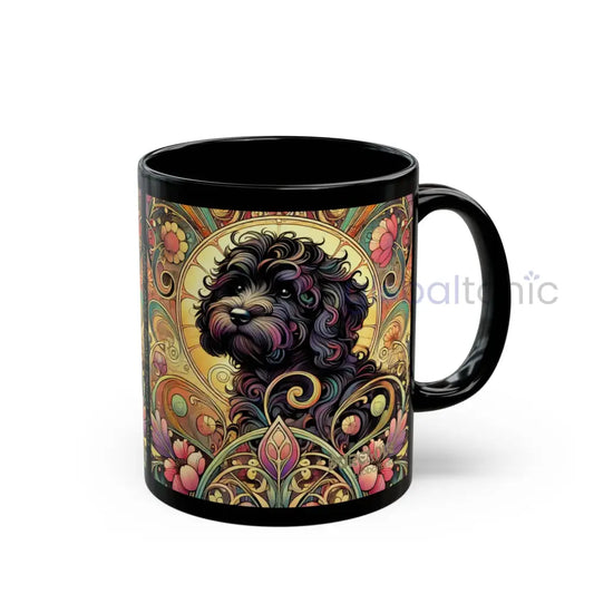 Black Cavapoo (Cavoodle) Dog Lover Black Mug – Vintage Pet Themed Cup for Gifts & Home Decor 11oz Mug