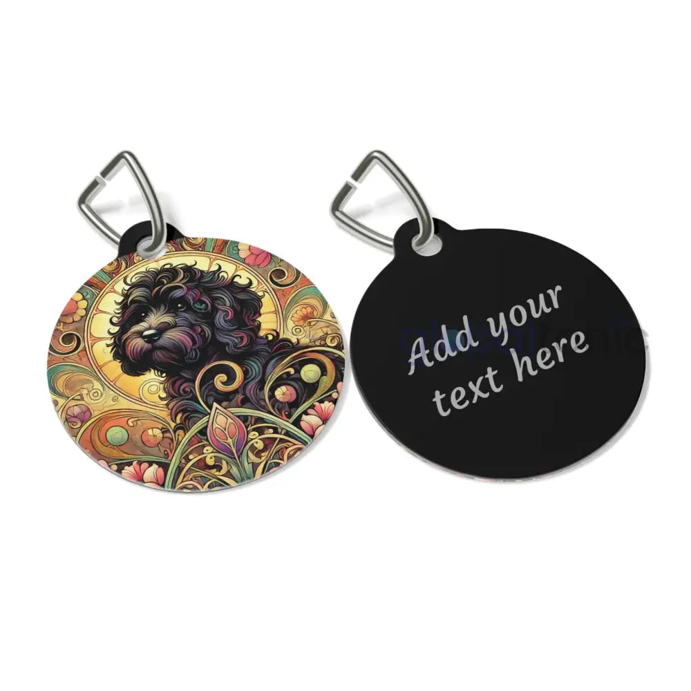 Black Cavapoo (Cavoodle) Dog Tag - Vintage Design Gift for Dog Lovers & Pet Owners 1’’ Pets