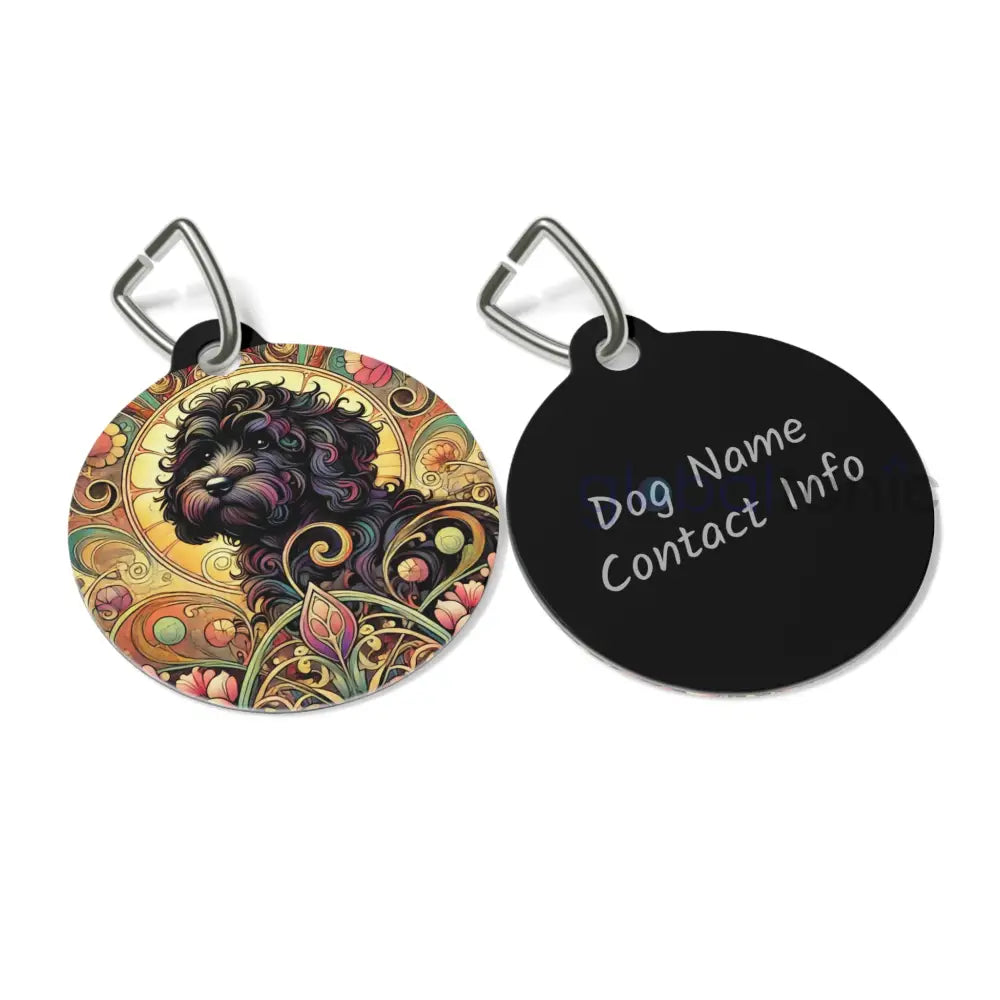 Black Cavapoo (Cavoodle) Dog Tag - Vintage Design Gift for Dog Lovers & Pet Owners 1’’ Pets