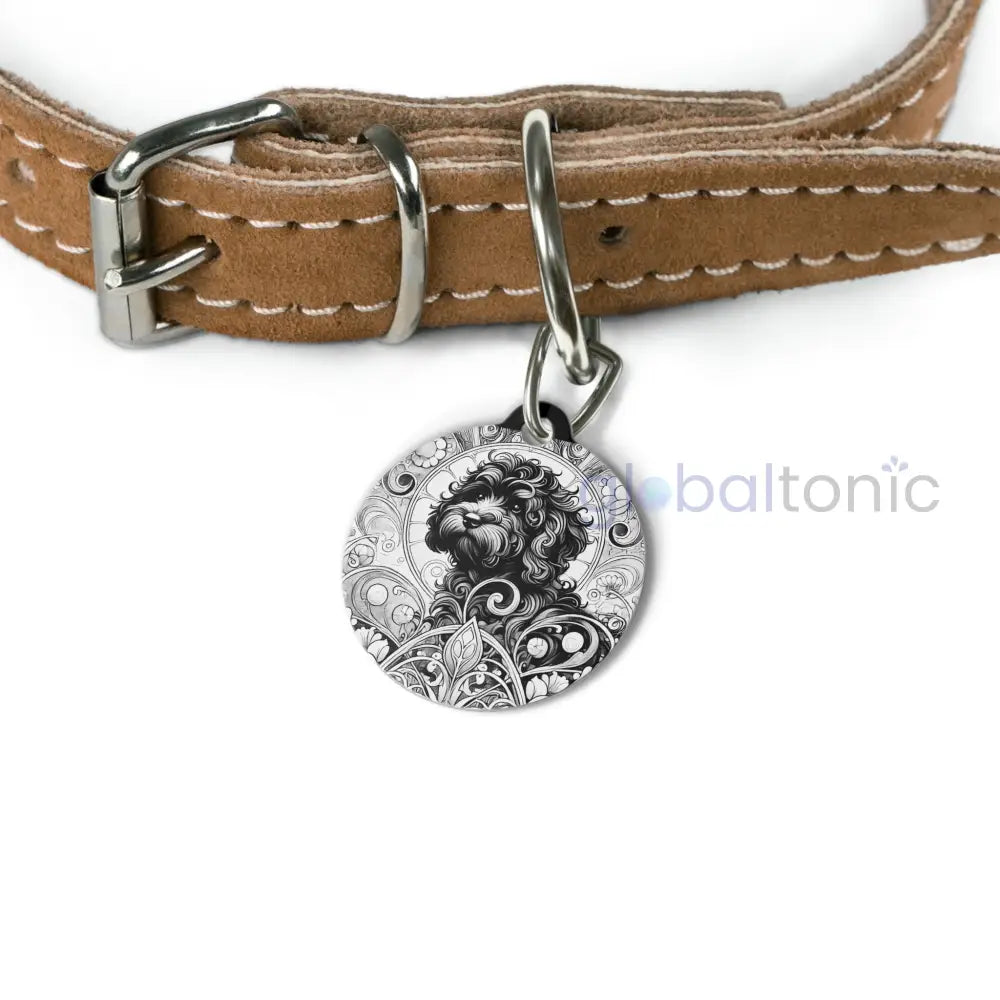 Black Cavapoo (Cavoodle) Dog Tag (Black & White) - Vintage Design Gift for Dog Lovers & Pet Owner 1’’ Pets