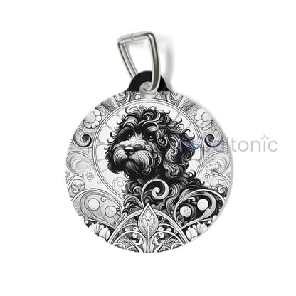 Black Cavapoo (Cavoodle) Dog Tag (Black & White) - Vintage Design Gift for Dog Lovers & Pet Owner 1’’ Pets