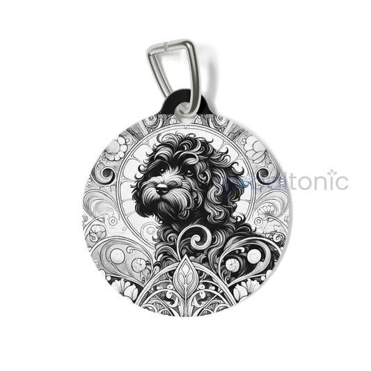 Black Cavapoo (Cavoodle) Dog Tag (Black & White) - Vintage Design Gift for Dog Lovers & Pet Owner 1’’ Pets