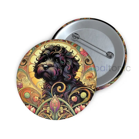 Black Cavapoo (Cavoodle) Pin Button - Vintage Design Gift for Dog Lovers 2.25’’ Accessories