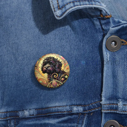 Black Cavapoo (Cavoodle) Pin Button - Vintage Design Gift for Dog Lovers Accessories