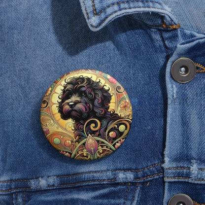 Black Cavapoo (Cavoodle) Pin Button - Vintage Design Gift for Dog Lovers Accessories