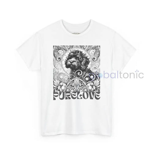 Black Cavapoo (Cavoodle) Vintage Unisex Cotton Tee for Dog Lovers (Black & White) White / S T-Shirt