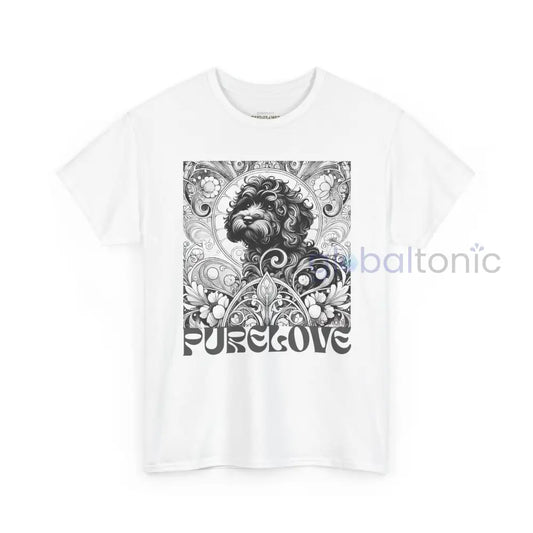 Black Cavapoo (Cavoodle) Vintage Unisex Cotton Tee for Dog Lovers (Black & White) White / S T-Shirt