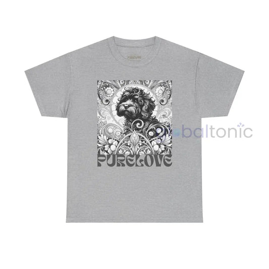 Black Cavapoo (Cavoodle) Vintage Unisex Cotton Tee for Dog Lovers (Black & White) Sport Grey / S T-Shirt