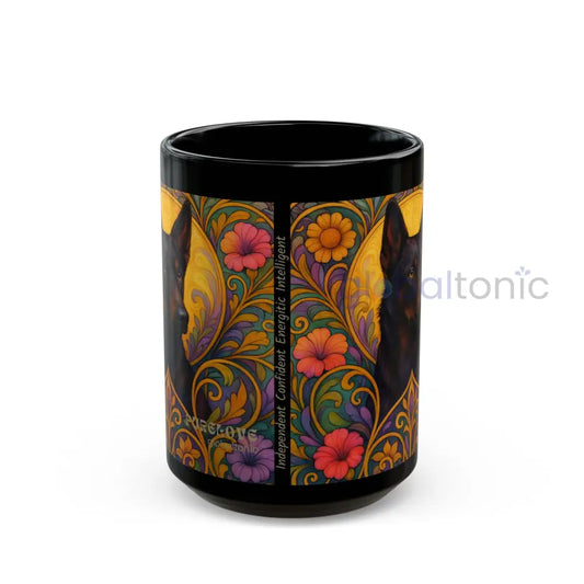Black Kelpie Dog Lover Black Mug – Vintage Pet Themed Cup for Gifts & Home Decor 15oz Mug