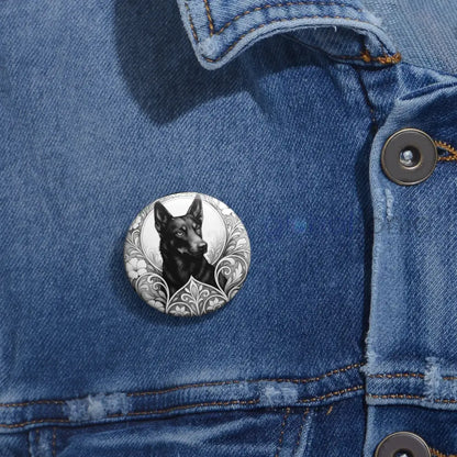 Black Kelpie Dog Pin Button (Black and White) - Vintage Design Gift for Dog Lovers Accessories