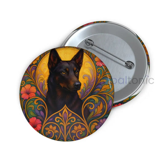Black Kelpie Dog Pin Button - Vintage Design Gift for Dog Lovers & Pet Owners 2.25’’ Accessories