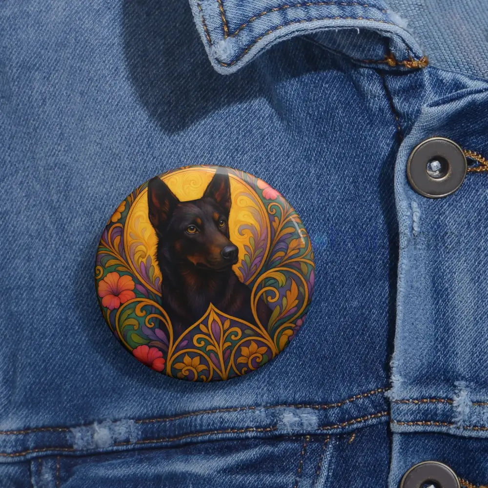 Black Kelpie Dog Pin Button - Vintage Design Gift for Dog Lovers & Pet Owners Accessories