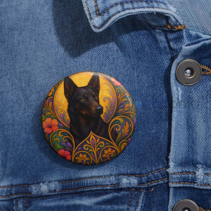 Black Kelpie Dog Pin Button - Vintage Design Gift for Dog Lovers & Pet Owners Accessories