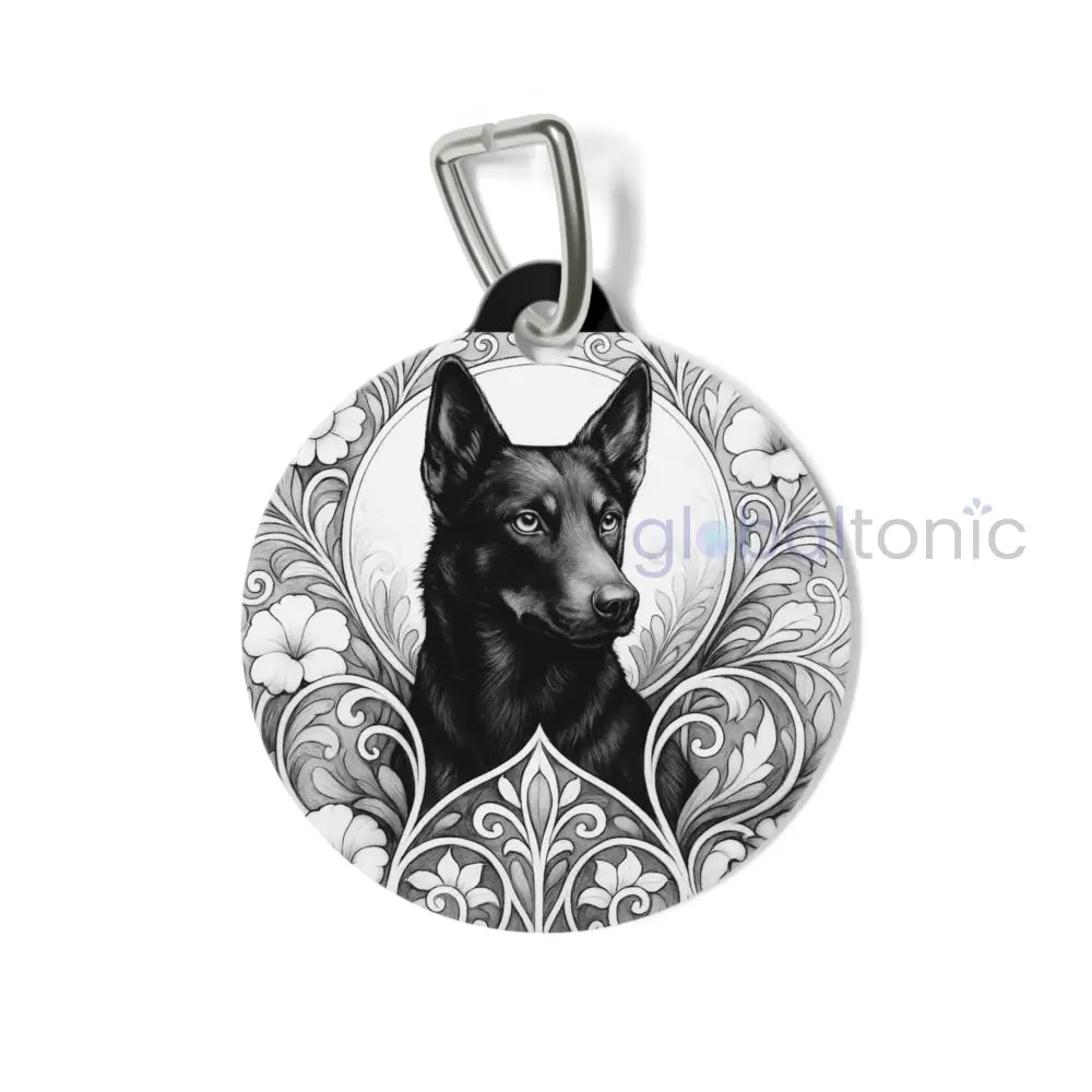 Black Kelpie Dog Tag (Black & White) - Vintage Design Gift for Dog Lovers & Pet Owners 1’’ Pets
