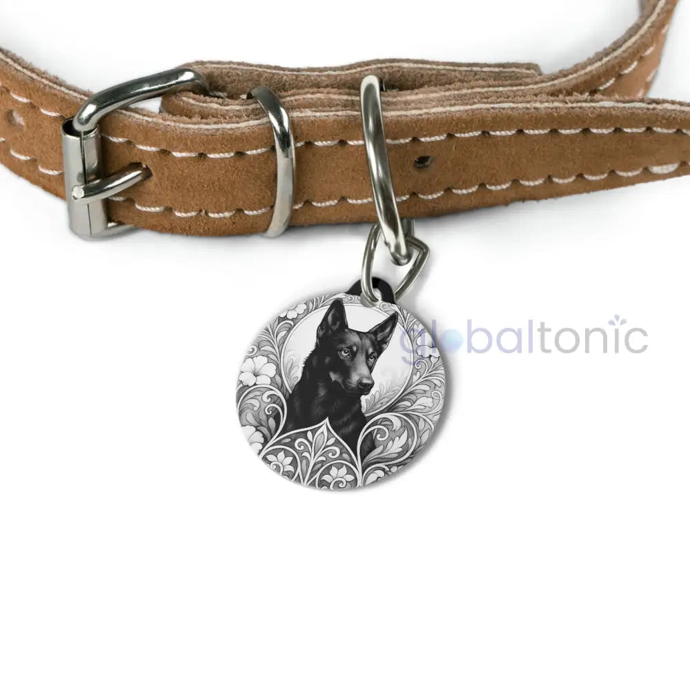Black Kelpie Dog Tag (Black & White) - Vintage Design Gift for Dog Lovers & Pet Owners 1’’ Pets