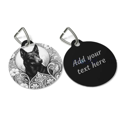 Black Kelpie Dog Tag (Black & White) - Vintage Design Gift for Dog Lovers & Pet Owners 1’’ Pets