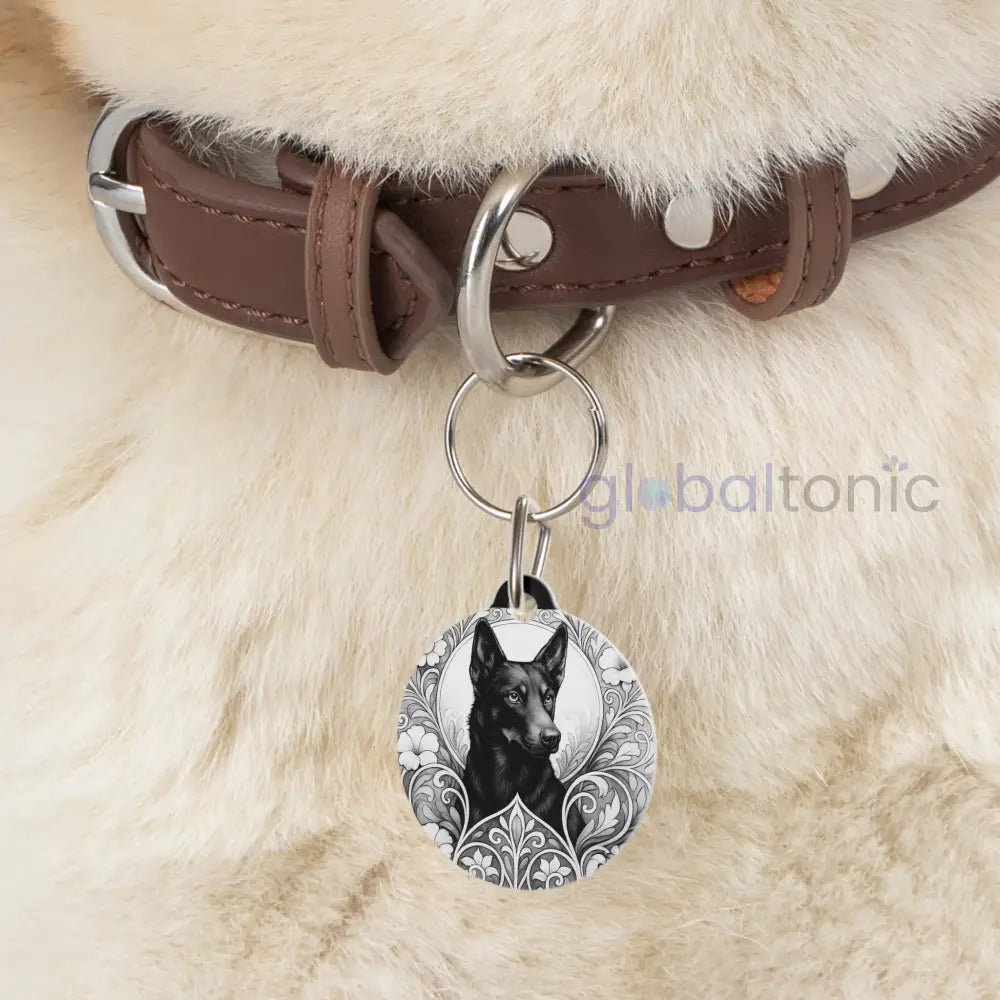 Black Kelpie Dog Tag (Black & White) - Vintage Design Gift for Dog Lovers & Pet Owners 1’’ Pets