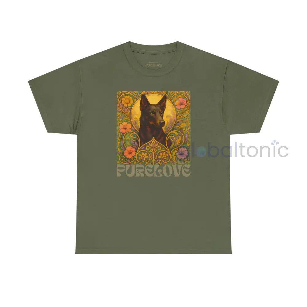 Black Kelpie Vintage Graphic T-Shirt – Unisex Cotton Tee for Dog Lovers Military Green / S T-Shirt