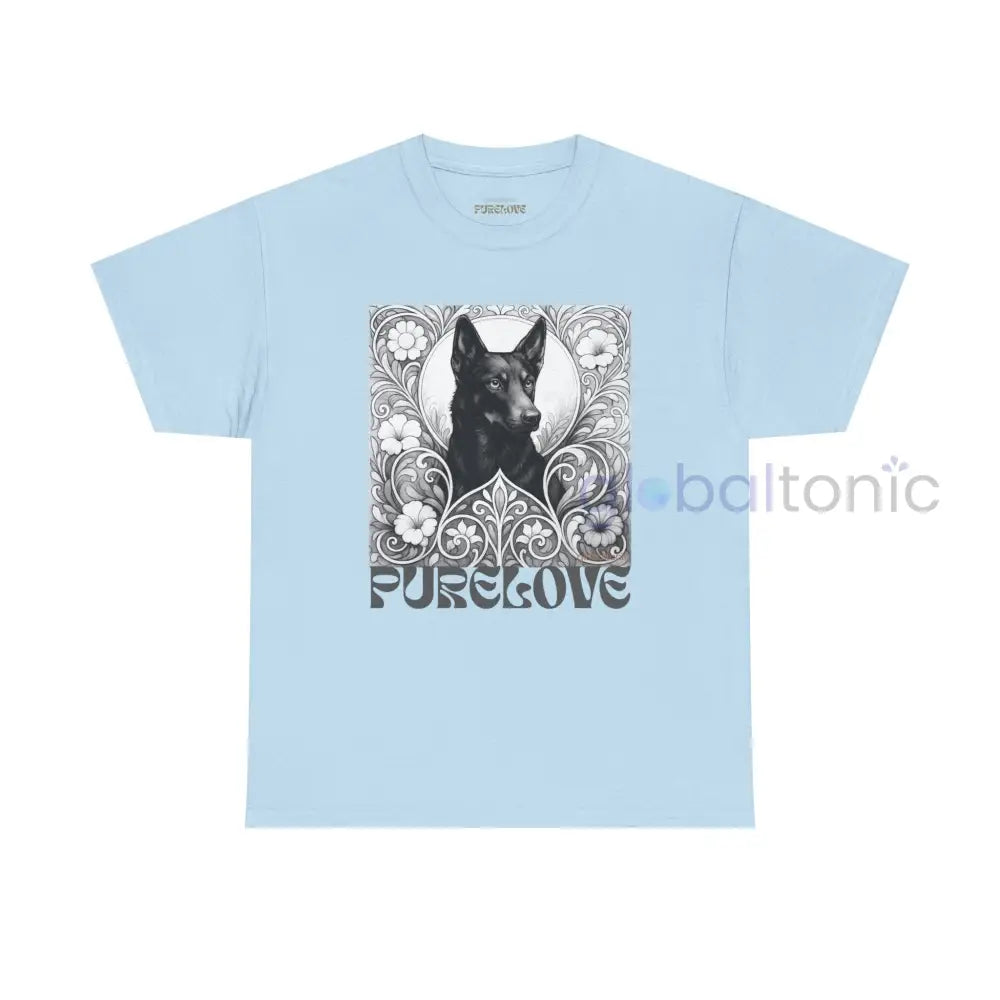 Black Kelpie Vintage Unisex Cotton Tee for Dog Lovers (Black & White) Light Blue / S T-Shirt