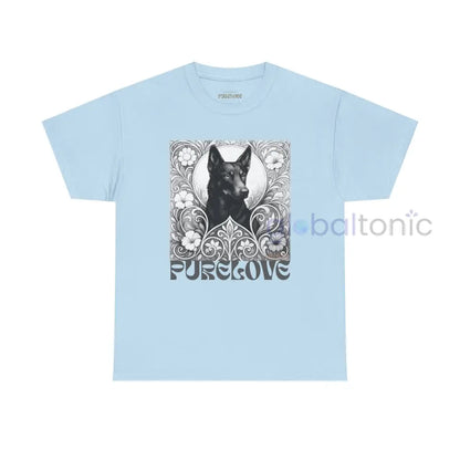 Black Kelpie Vintage Unisex Cotton Tee for Dog Lovers (Black & White) Light Blue / S T-Shirt