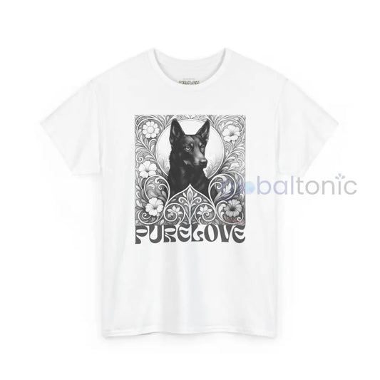 Black Kelpie Vintage Unisex Cotton Tee for Dog Lovers (Black & White) White / S T-Shirt