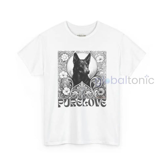 Black Kelpie Vintage Unisex Cotton Tee for Dog Lovers (Black & White) White / S T-Shirt