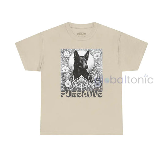 Black Kelpie Vintage Unisex Cotton Tee for Dog Lovers (Black & White) Sand / S T-Shirt