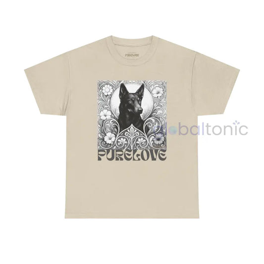 Black Kelpie Vintage Unisex Cotton Tee for Dog Lovers (Black & White) Sand / S T-Shirt