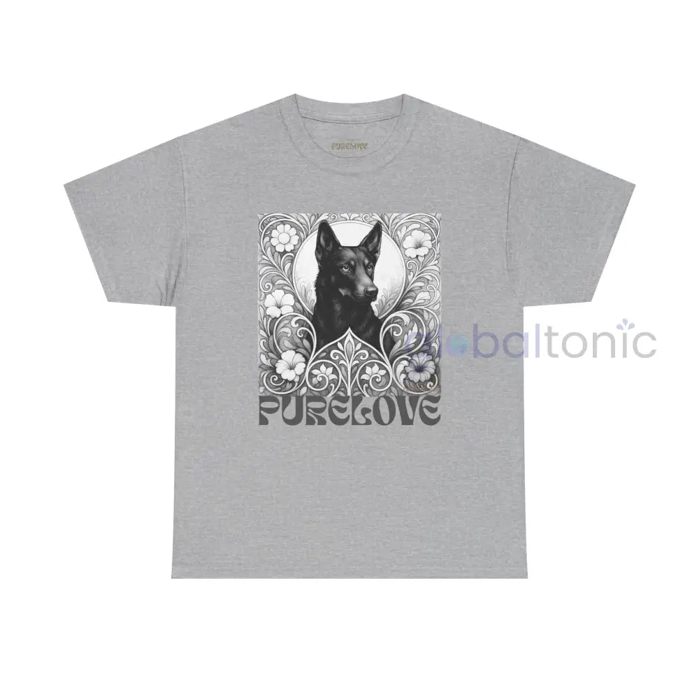 Black Kelpie Vintage Unisex Cotton Tee for Dog Lovers (Black & White) Sport Grey / S T-Shirt