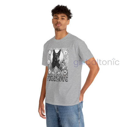 Black Kelpie Vintage Unisex Cotton Tee for Dog Lovers (Black & White) T-Shirt