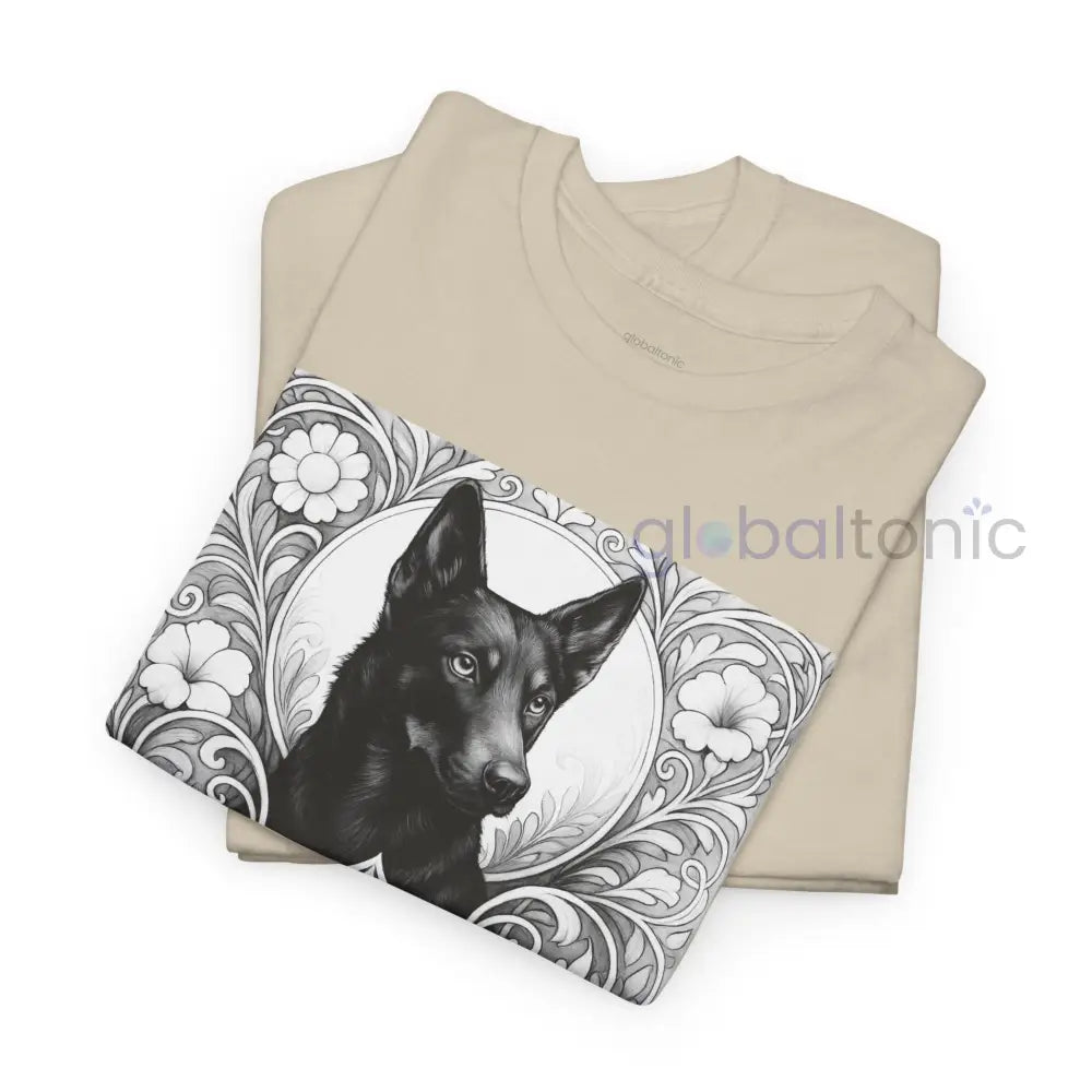 Black Kelpie Vintage Unisex Cotton Tee for Dog Lovers (Black & White) T-Shirt
