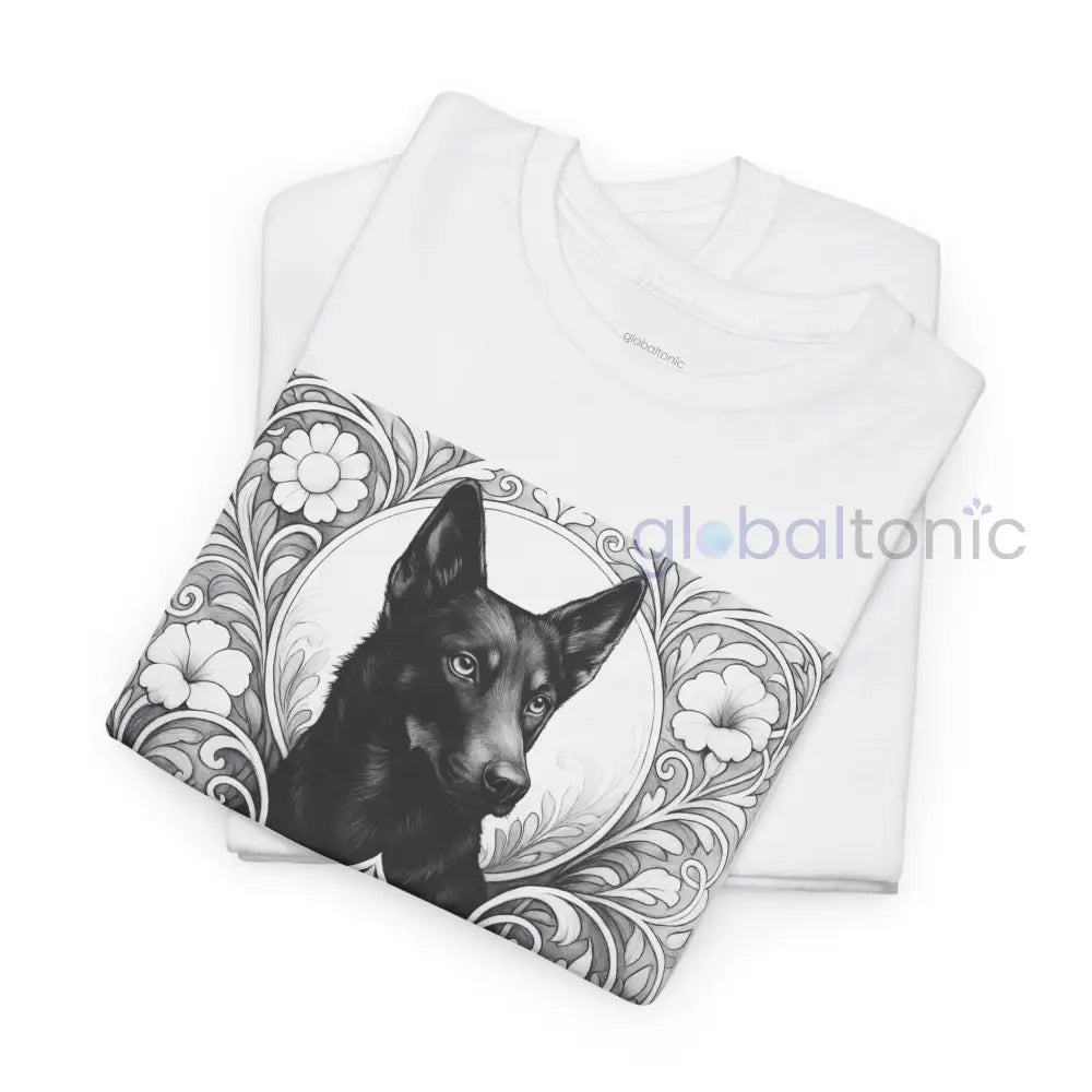 Black Kelpie Vintage Unisex Cotton Tee for Dog Lovers (Black & White) T-Shirt
