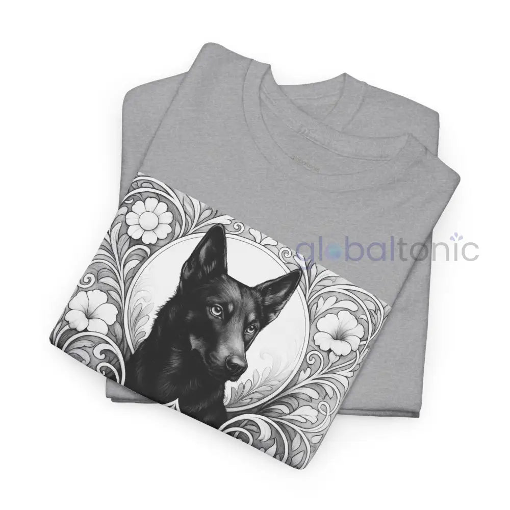 Black Kelpie Vintage Unisex Cotton Tee for Dog Lovers (Black & White) T-Shirt