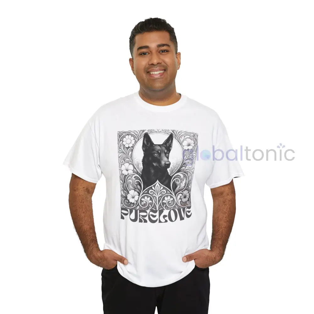 Black Kelpie Vintage Unisex Cotton Tee for Dog Lovers (Black & White) T-Shirt