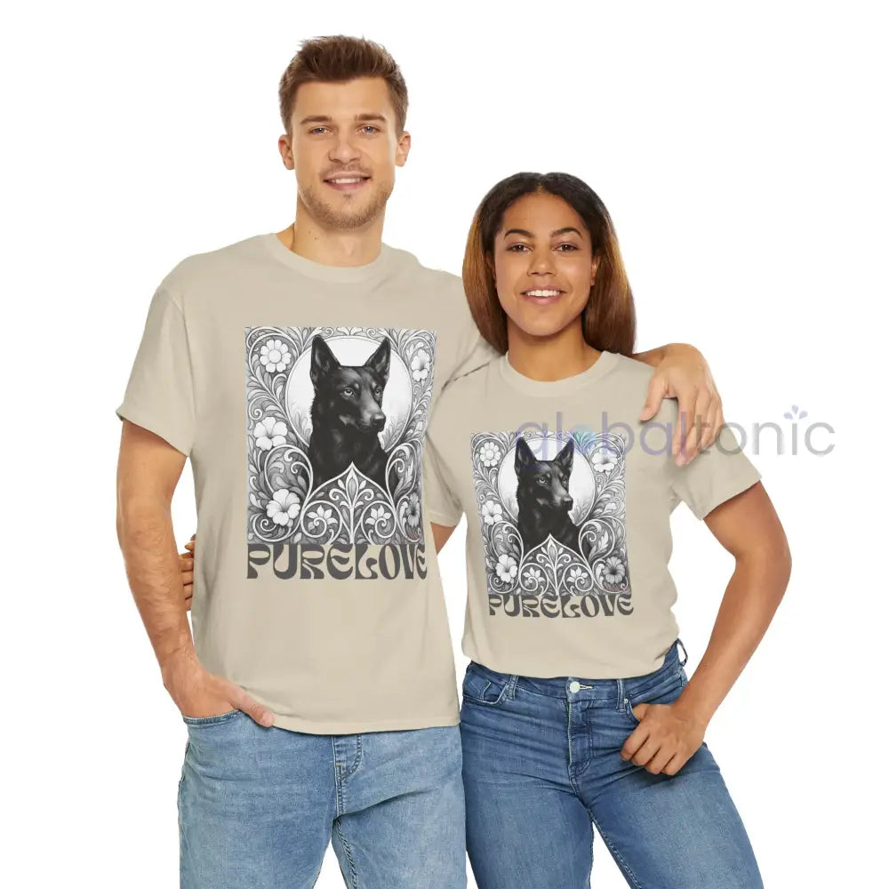 Black Kelpie Vintage Unisex Cotton Tee for Dog Lovers (Black & White) T-Shirt