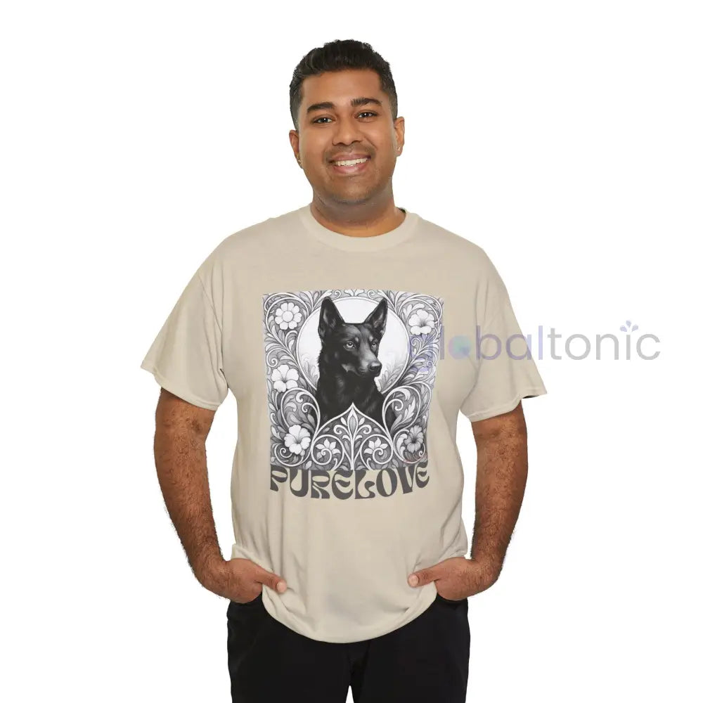 Black Kelpie Vintage Unisex Cotton Tee for Dog Lovers (Black & White) T-Shirt