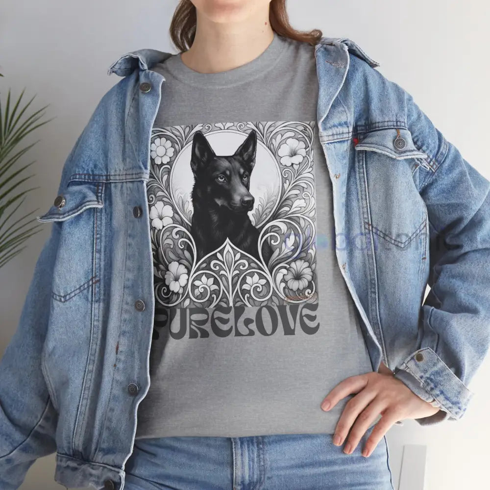 Black Kelpie Vintage Unisex Cotton Tee for Dog Lovers (Black & White) T-Shirt
